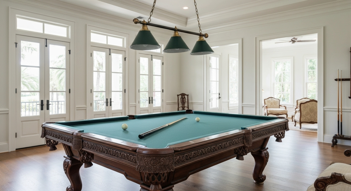 Luxury pool table in Charleston home