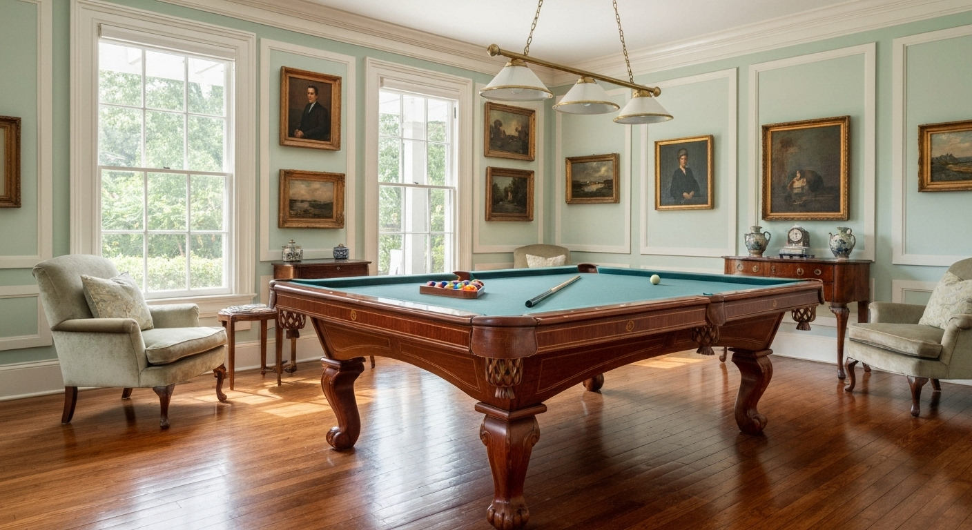 Luxury pool table in modern home