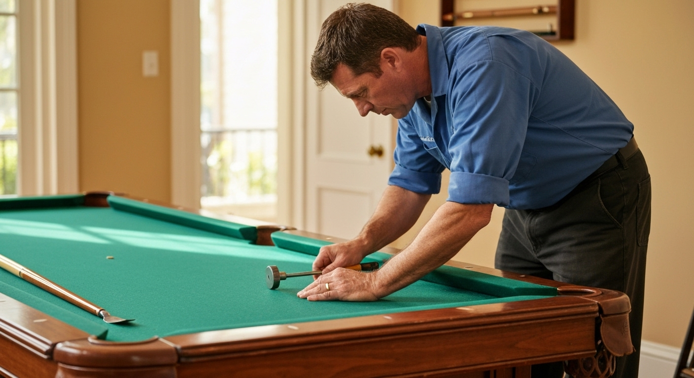 Professional repairing pool table.