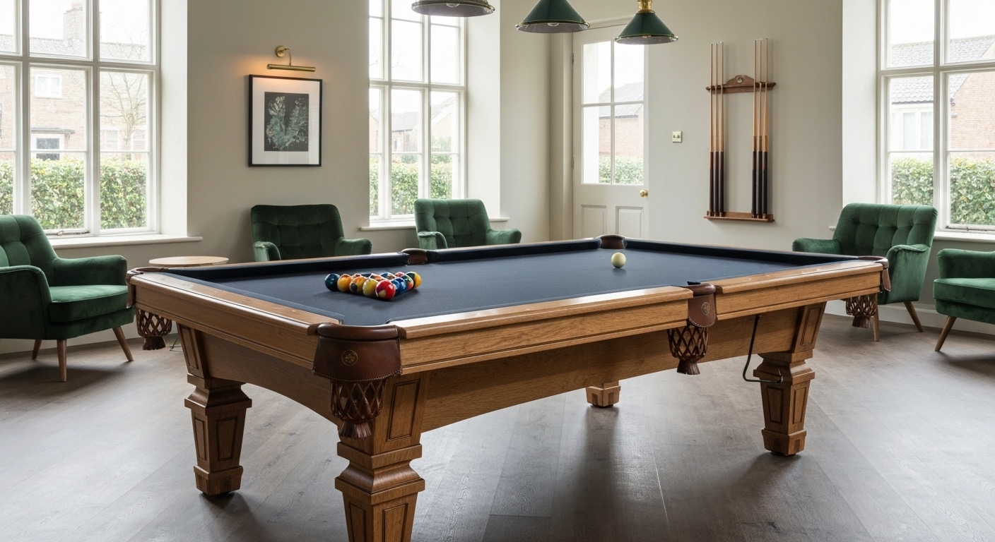 Durable pool table in game room