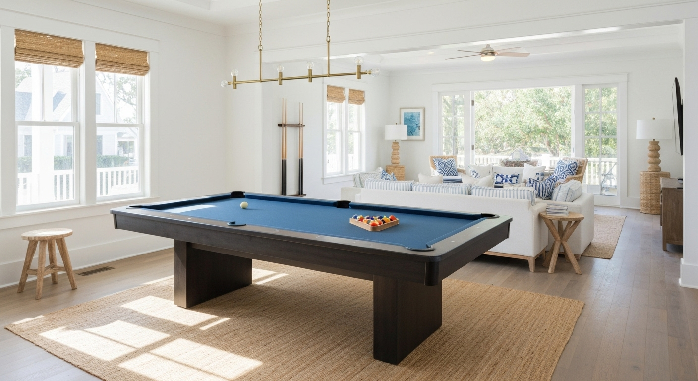 modern pool table in Charleston home