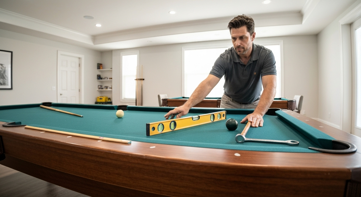 Professional installing pool table