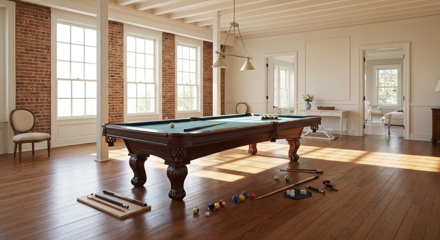 Pool table installation in progress