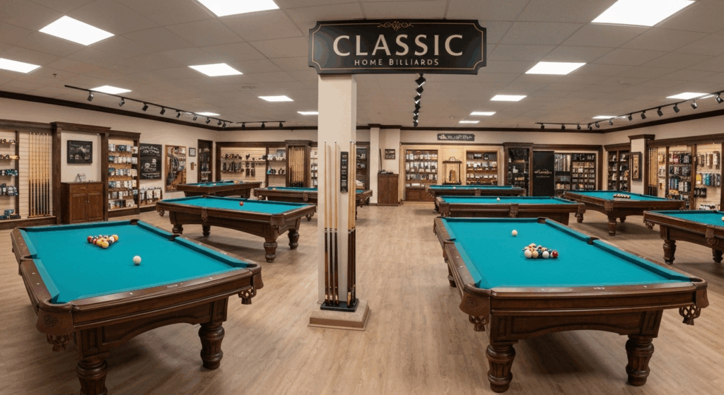Pool table store showroom signage