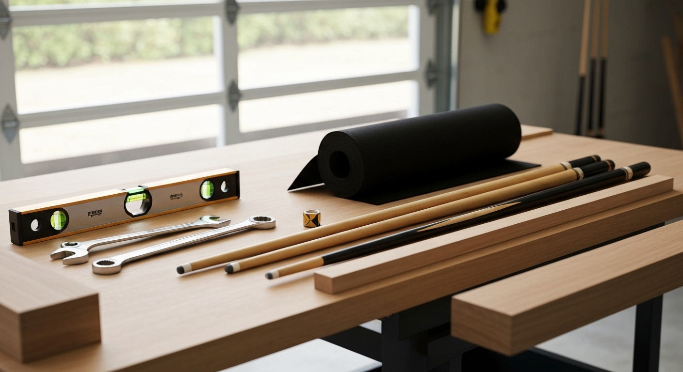 Pool table installation tools and materials
