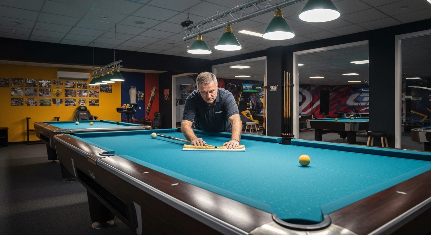 Pool table maintenance service.