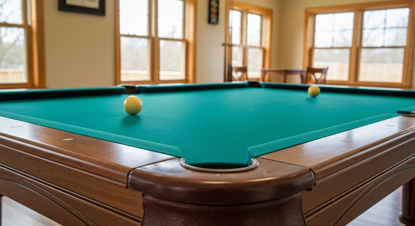 pristine new pool table close-up