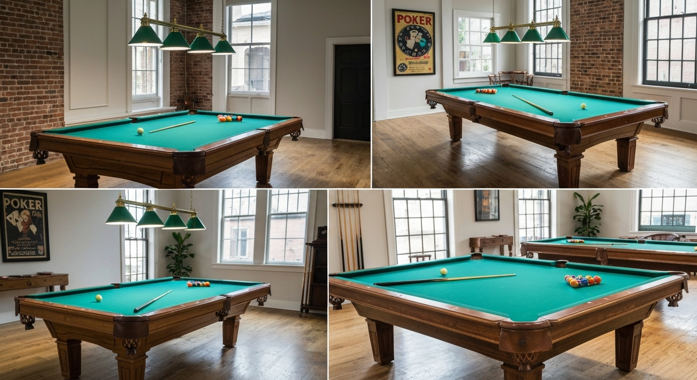 Pool tables of various sizes compared