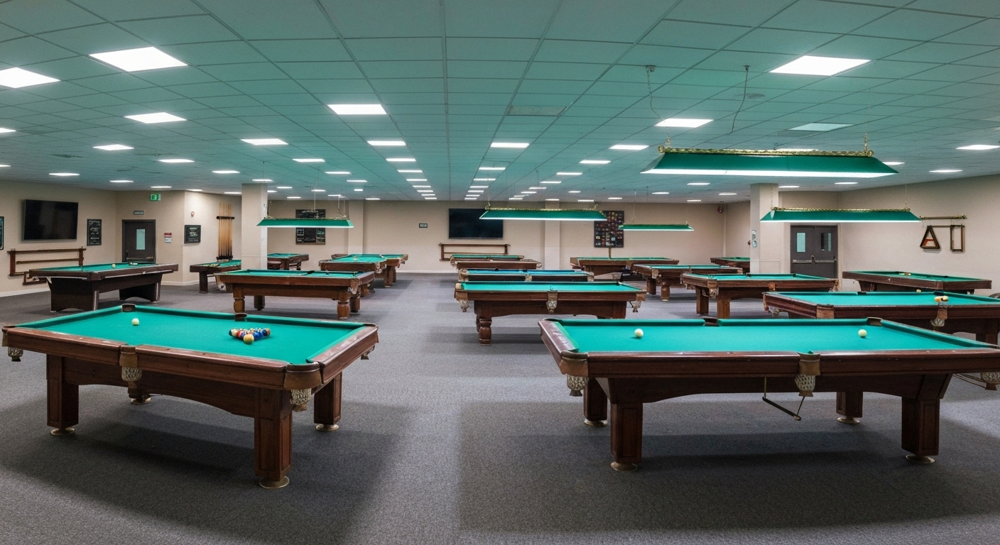 Different pool table sizes shown