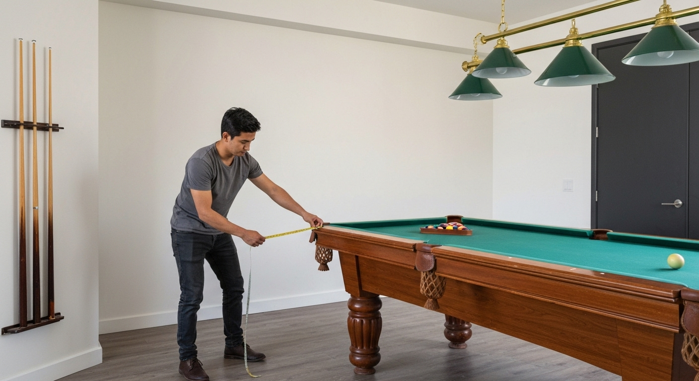 Measuring room for pool table
