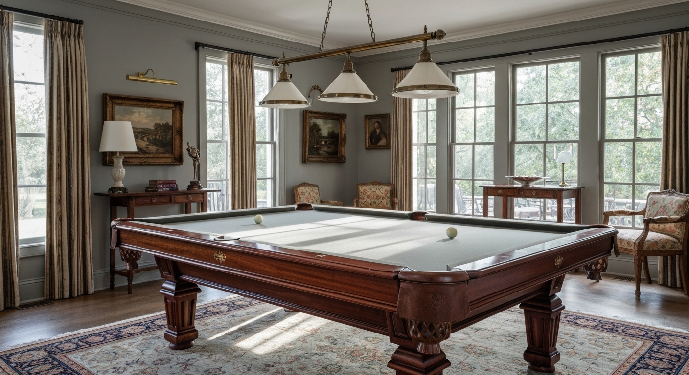 Luxury pool table in elegant home
