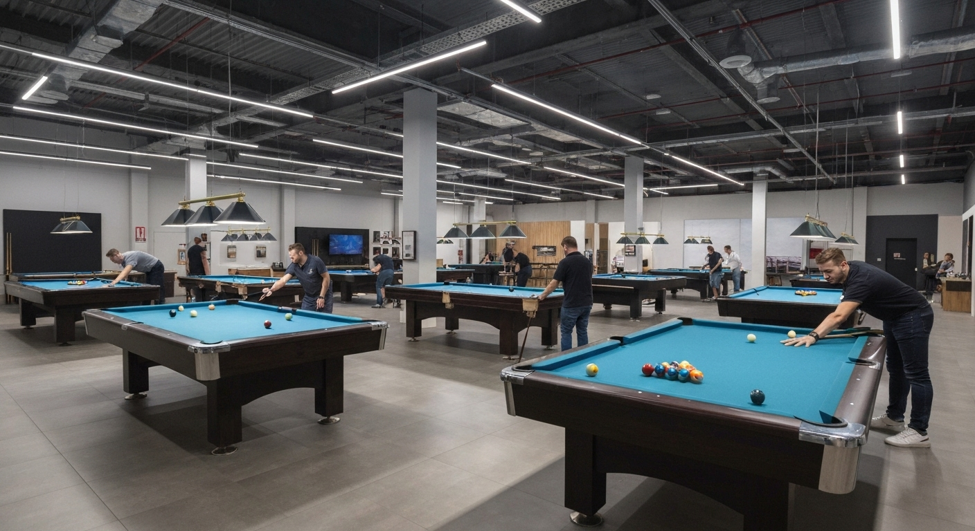 visitors testing pool tables