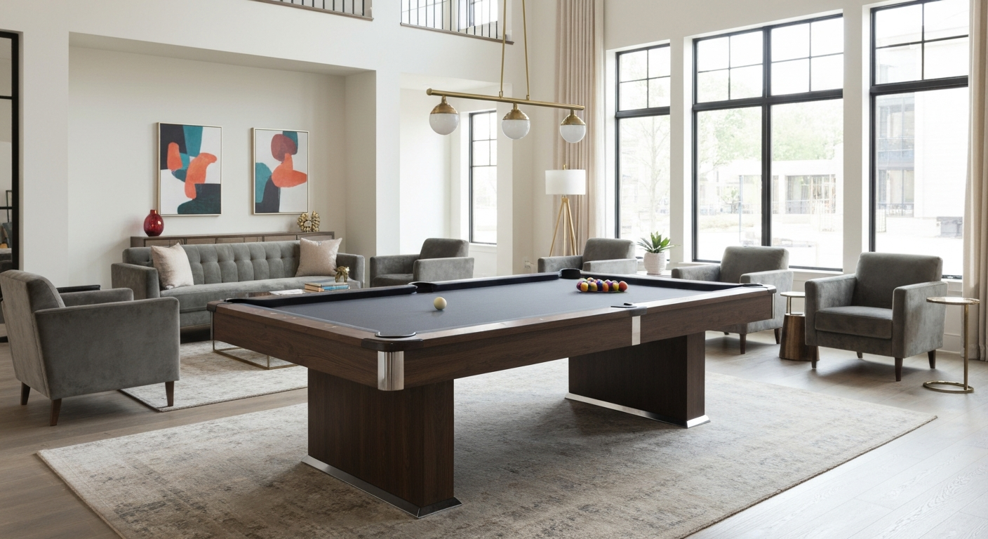 Luxury pool table in modern room
