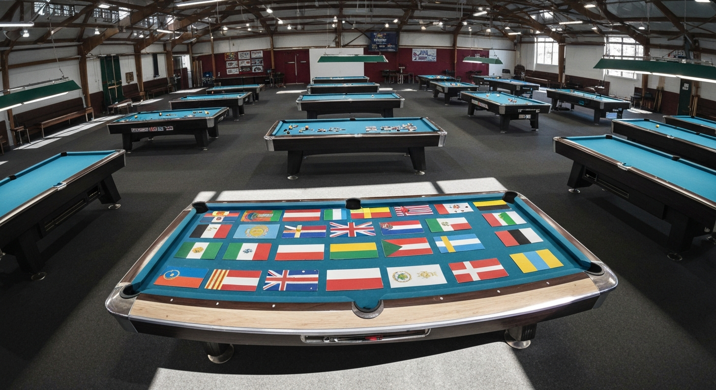 Regional pool tables with flags