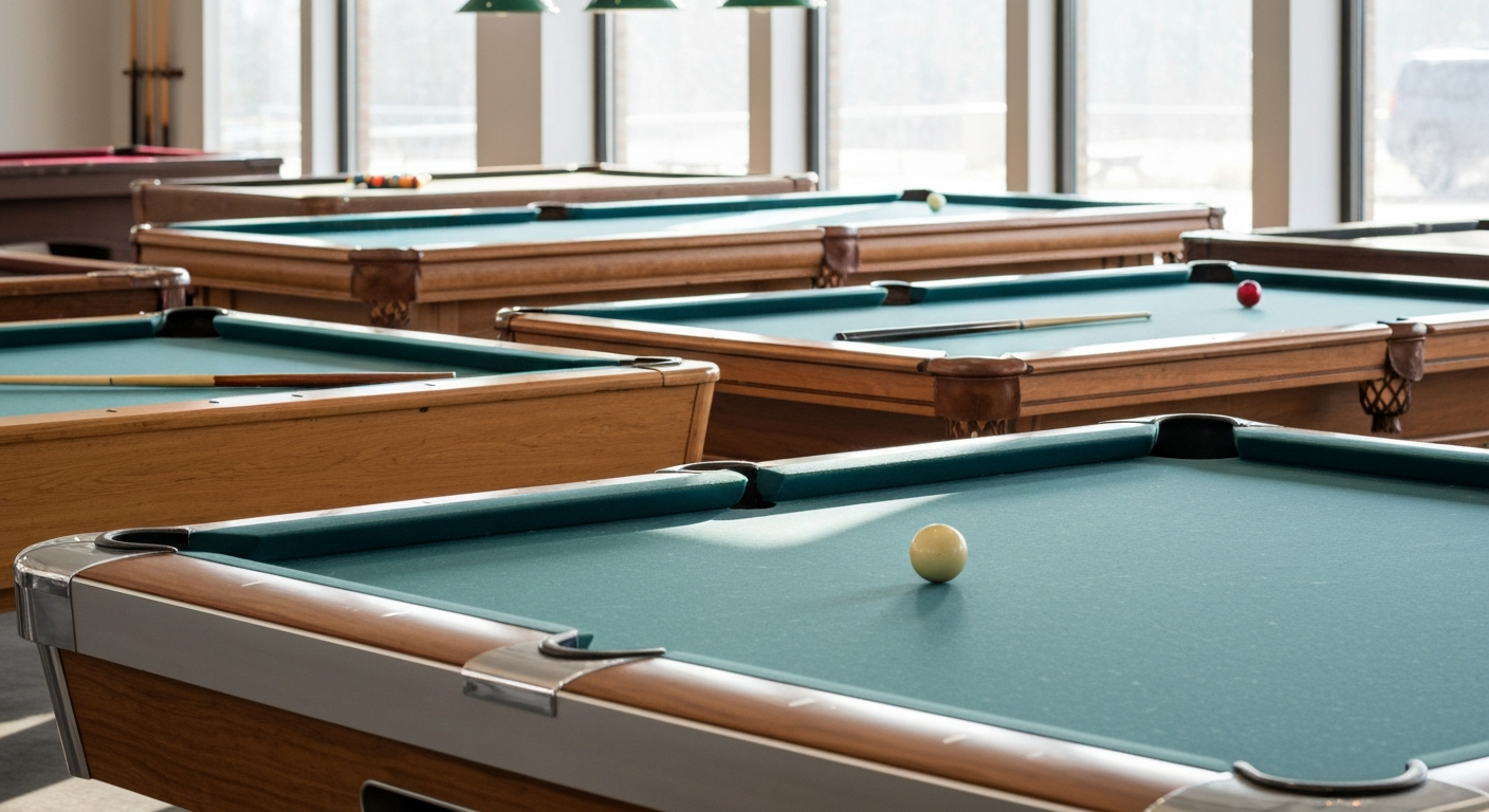 Different pool tables side by side