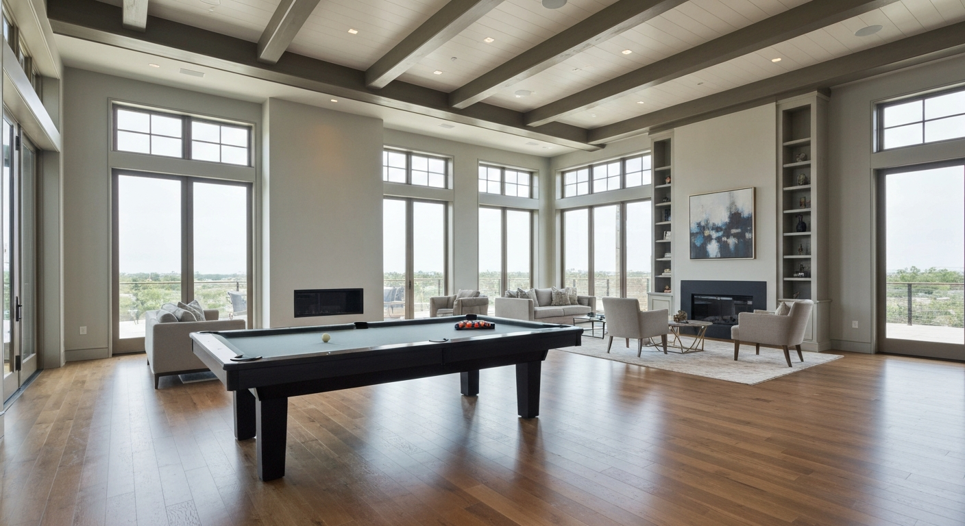 Stylish home game room pool table