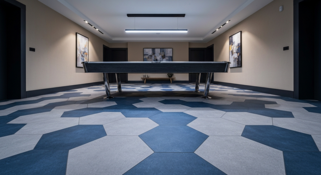 Modern pool table room flooring