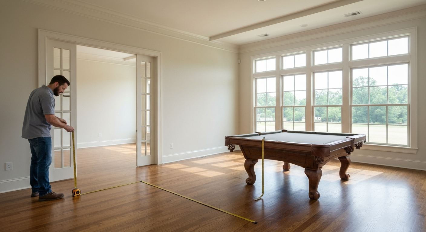 Measuring room for pool table
