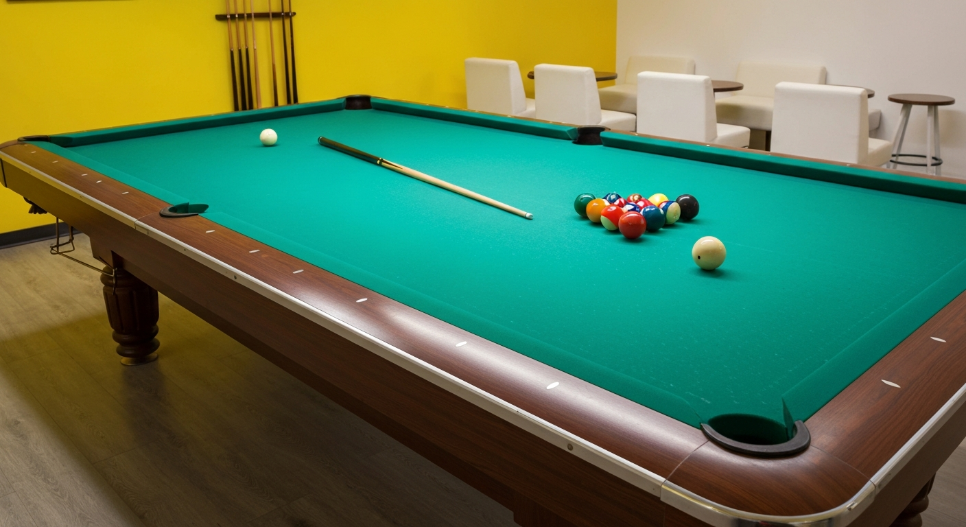 Pool table with measurement markings