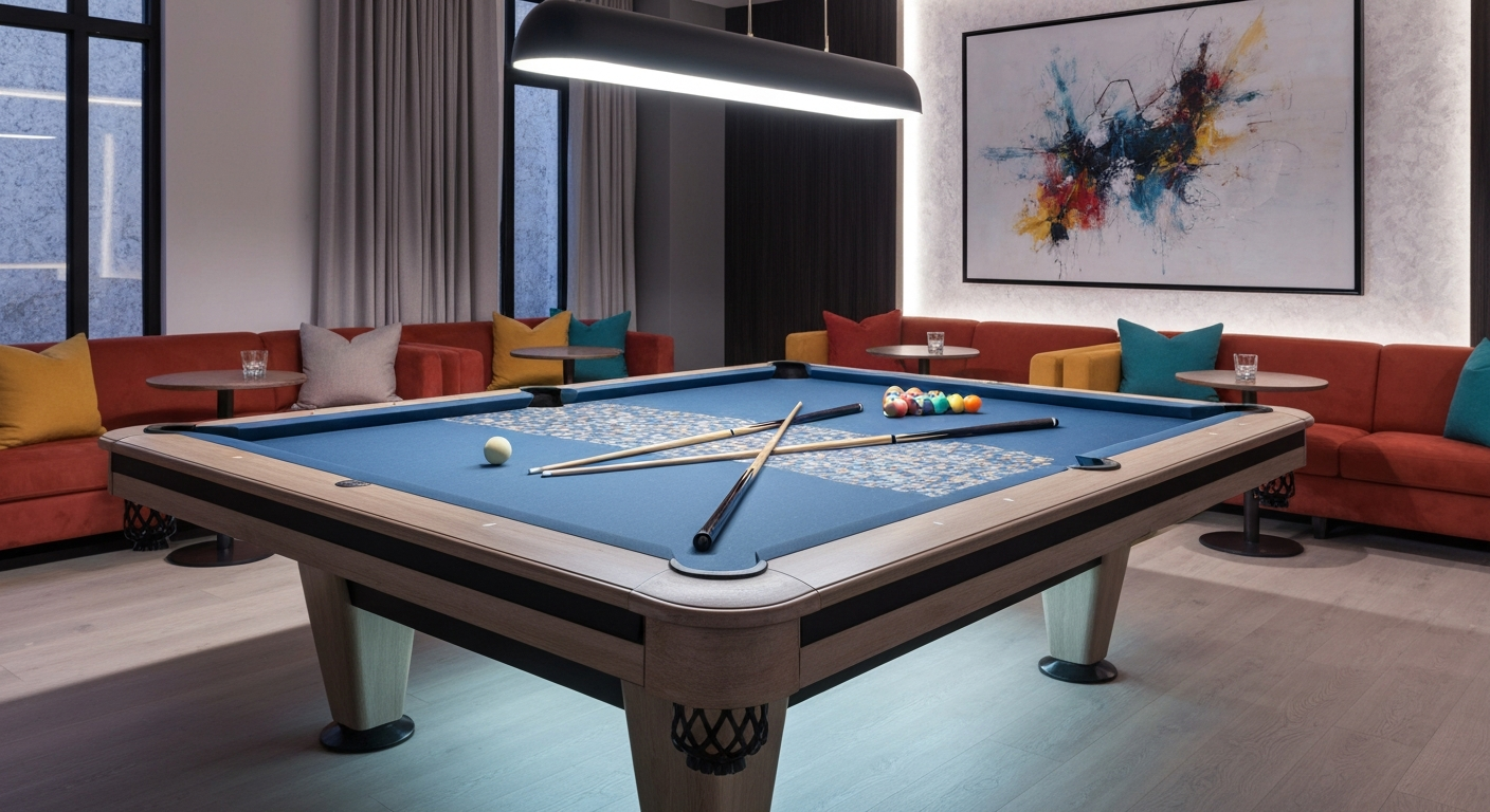 Modern pool table with creative decor