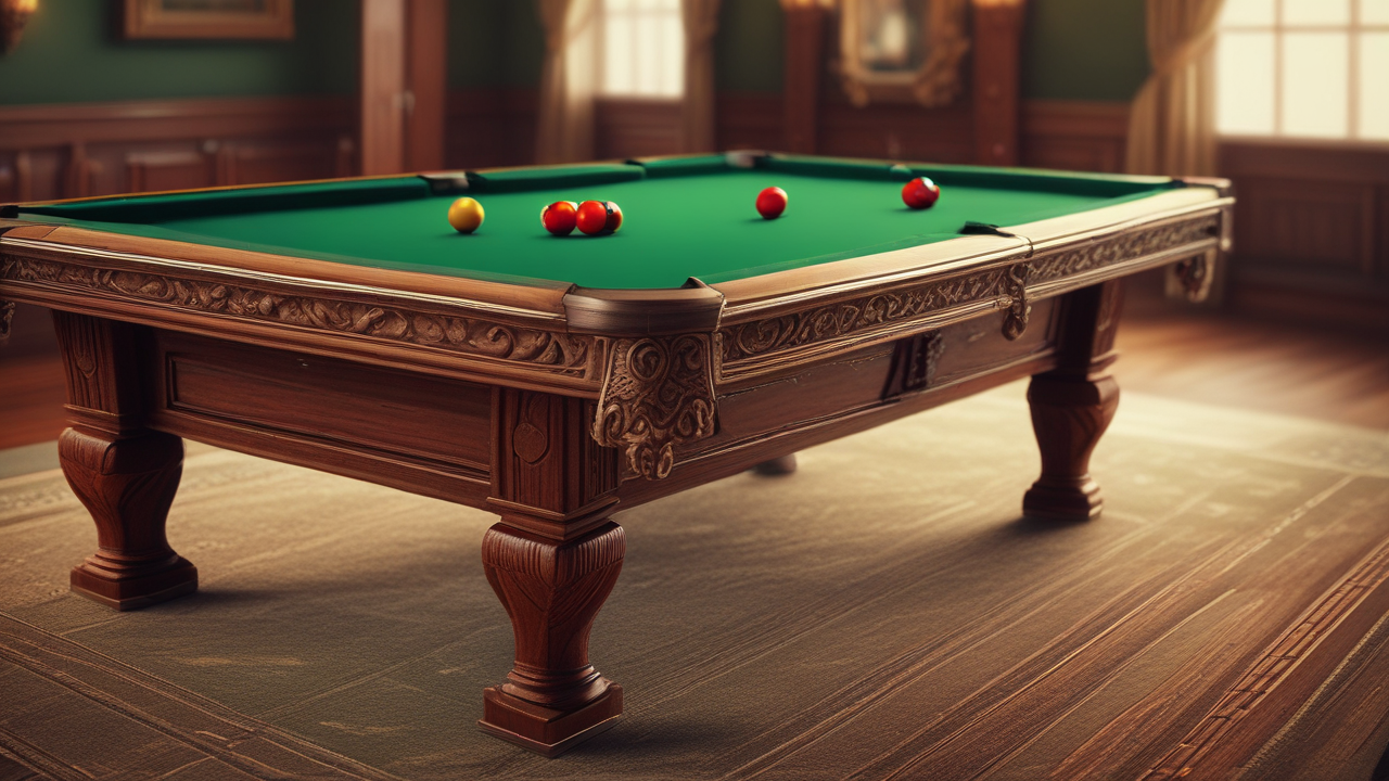 Traditional ornate pool table