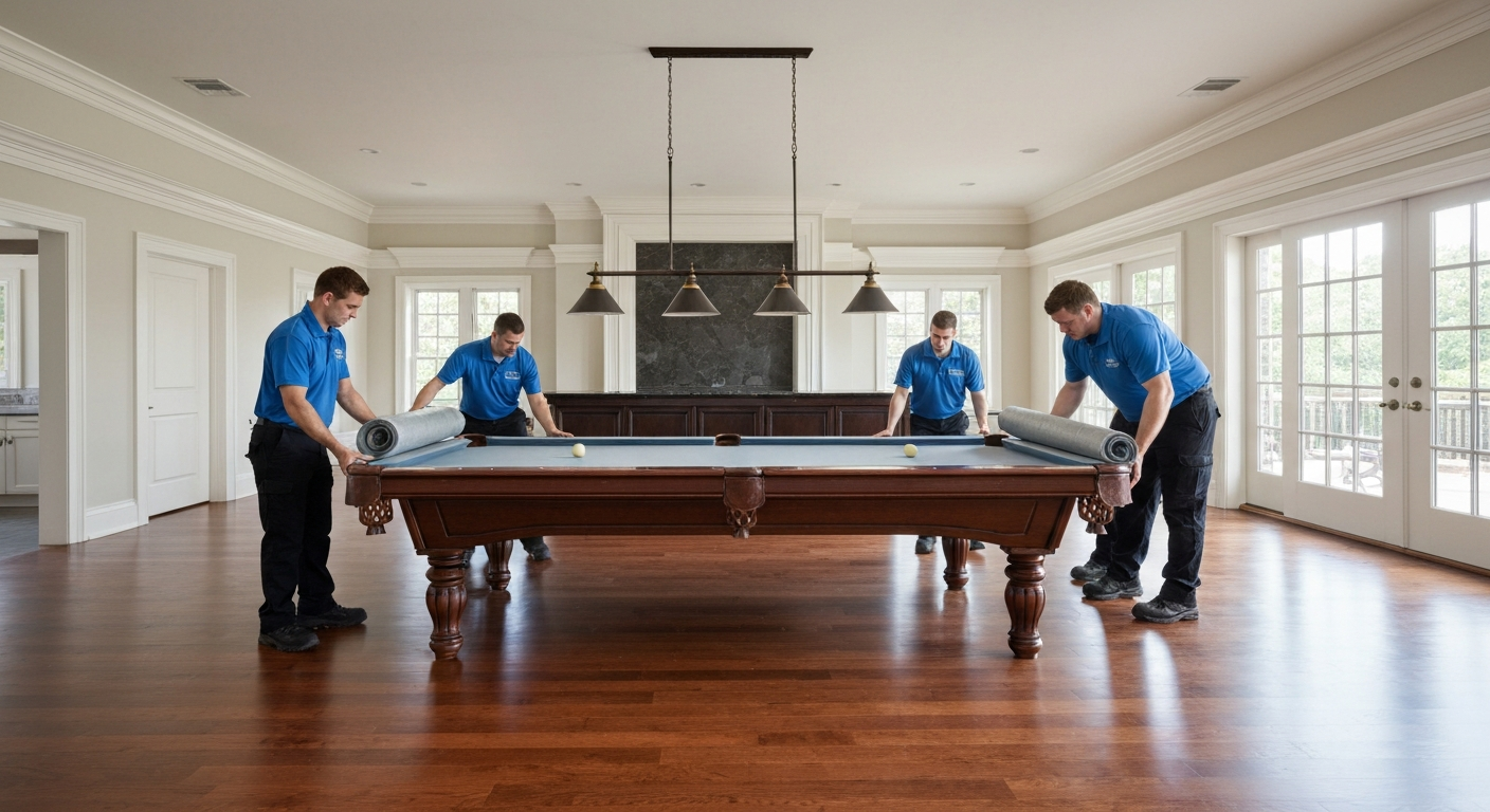 Pool table prepared for moving