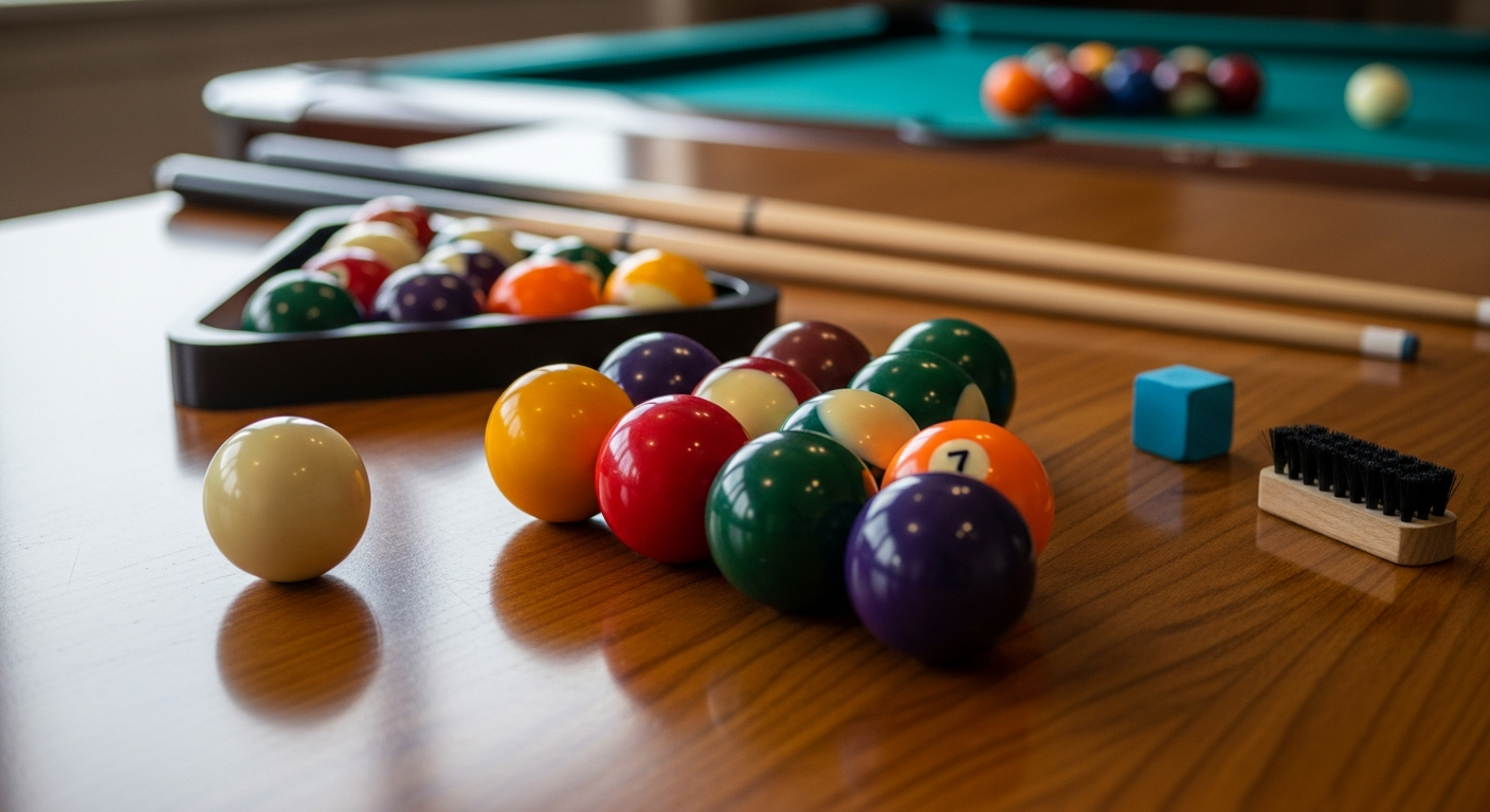 Essential pool table tools close-up