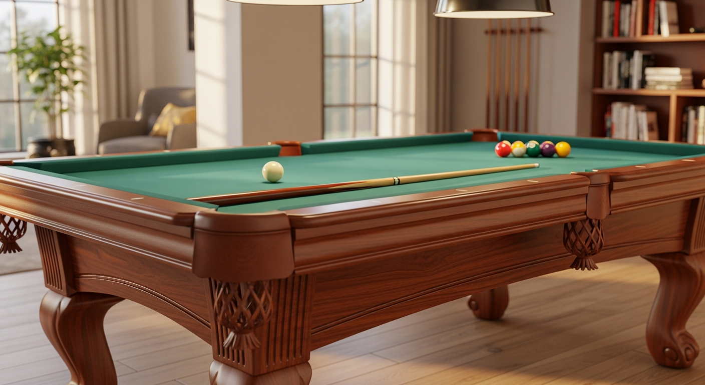Elegant pool table in home setting
