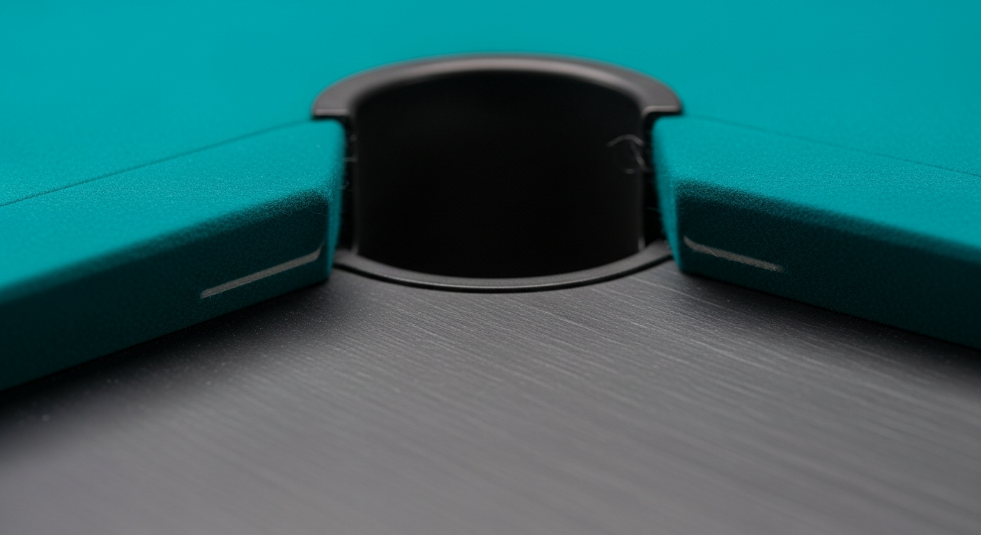 Close-up of pool table construction